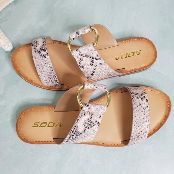 NEW Double Strap Python Sandals - Picture 6 of 8